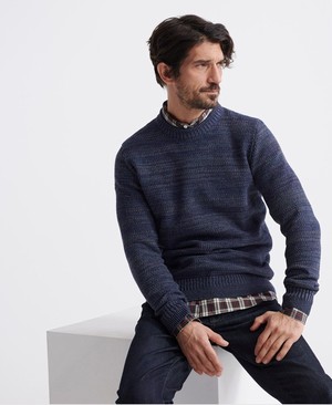 Superdry Keystone Crew Neck Férfi Ugró Fekete/Kék | IZCYF3762